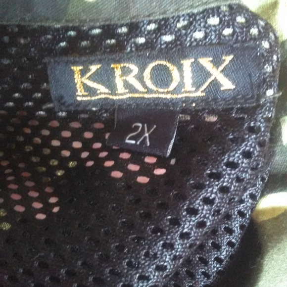 BNWOT CAMO DRESS BY KROIX SZ. 2X ROUNDED HEM MESH BUTTON DWN UNFIN. SLEEVES HI/L - Picture 9 of 9